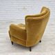Chaise de relaxation danoise des années 1960, en velours de mobilier jaune miel original.