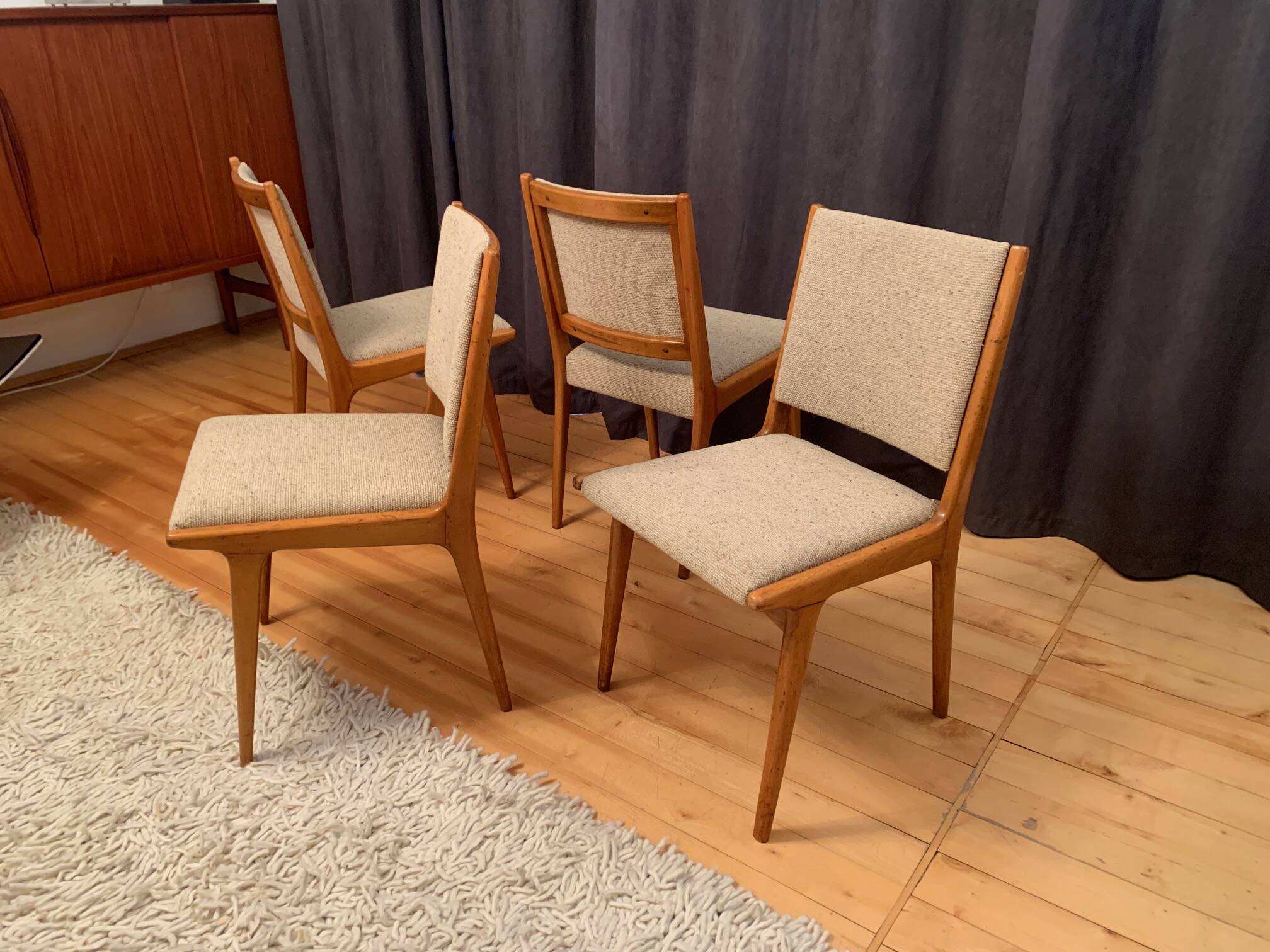 Set of four Cane Back chairs designed by Jens Risom, JO Carlssons, Sweden, 1950s