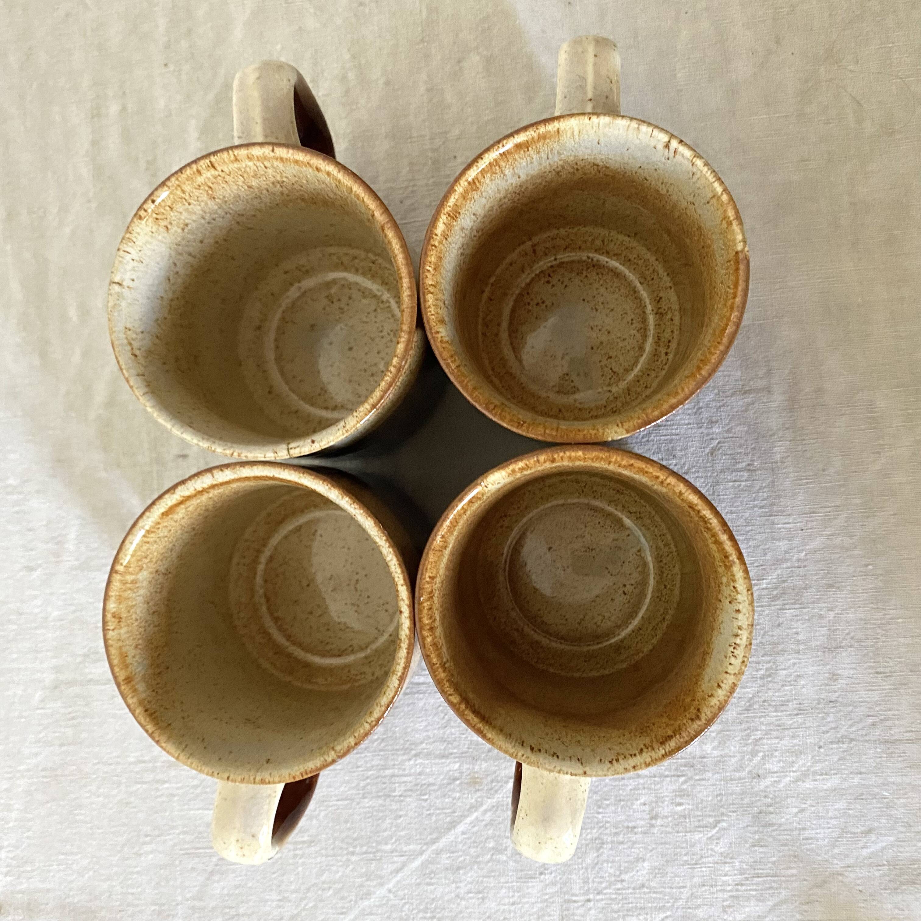 Vintage enameled stoneware mugs, England