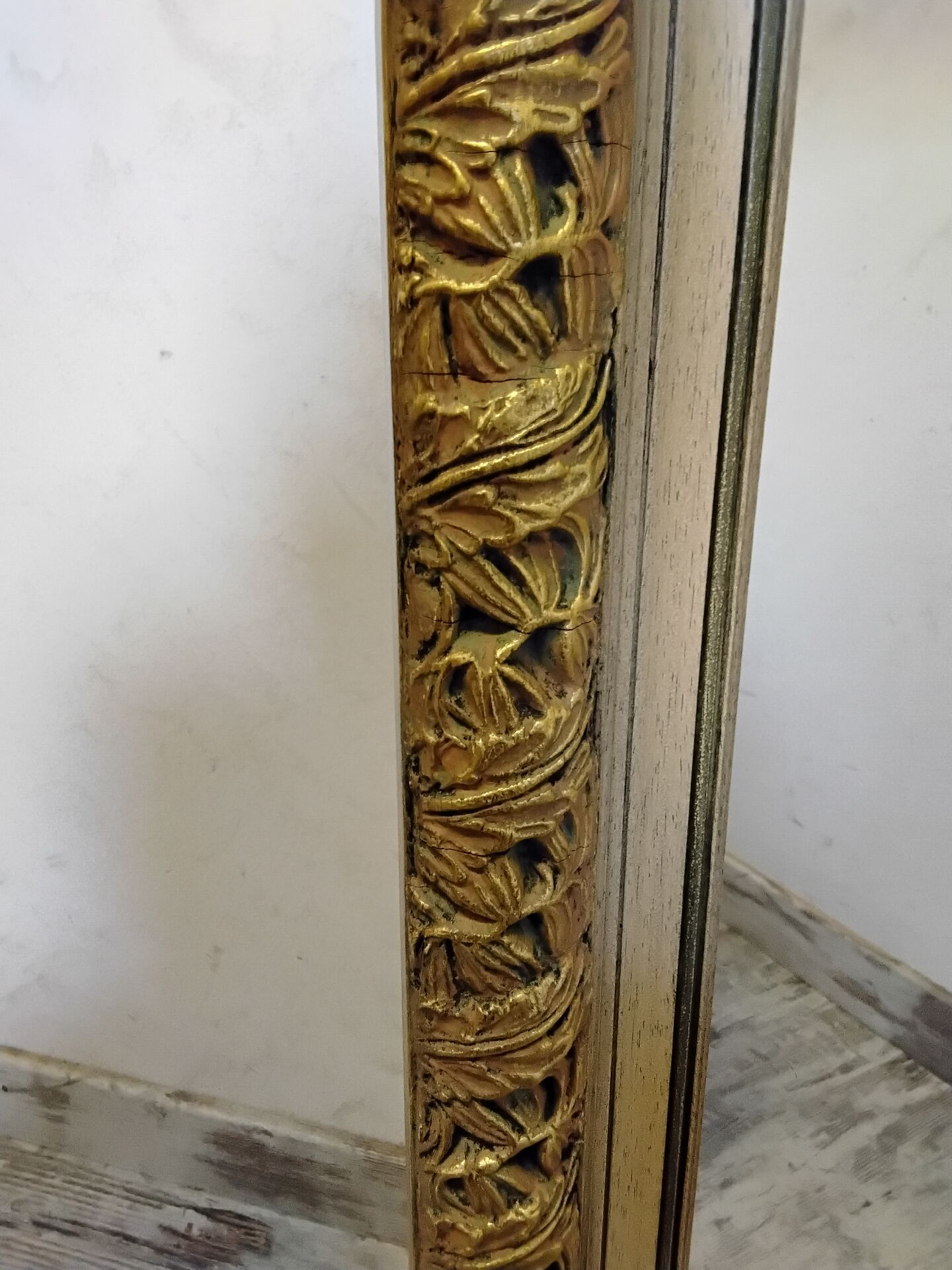 Large antique wooden mirror