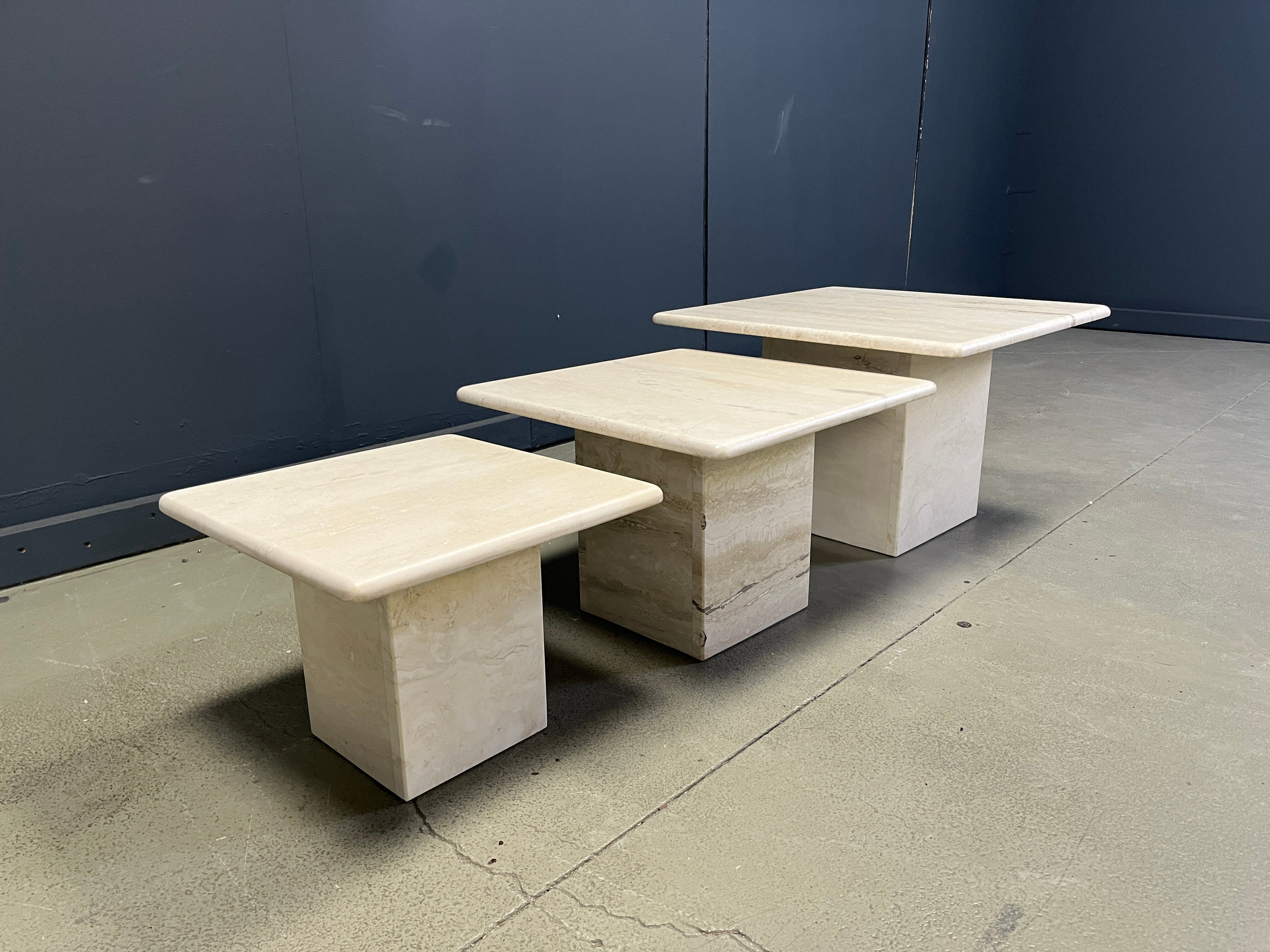 Vintage travertine nesting tables or side tables, 1970s