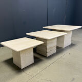 Vintage travertine nesting tables or side tables, 1970s