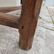 Table de Ferme bourguignonne à entretoise en noyer massif 19éme deux tiroirs-1m82