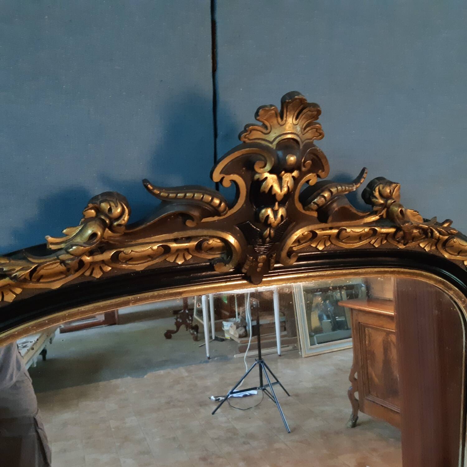 Large black and gold Napoleon III mirror 148X98