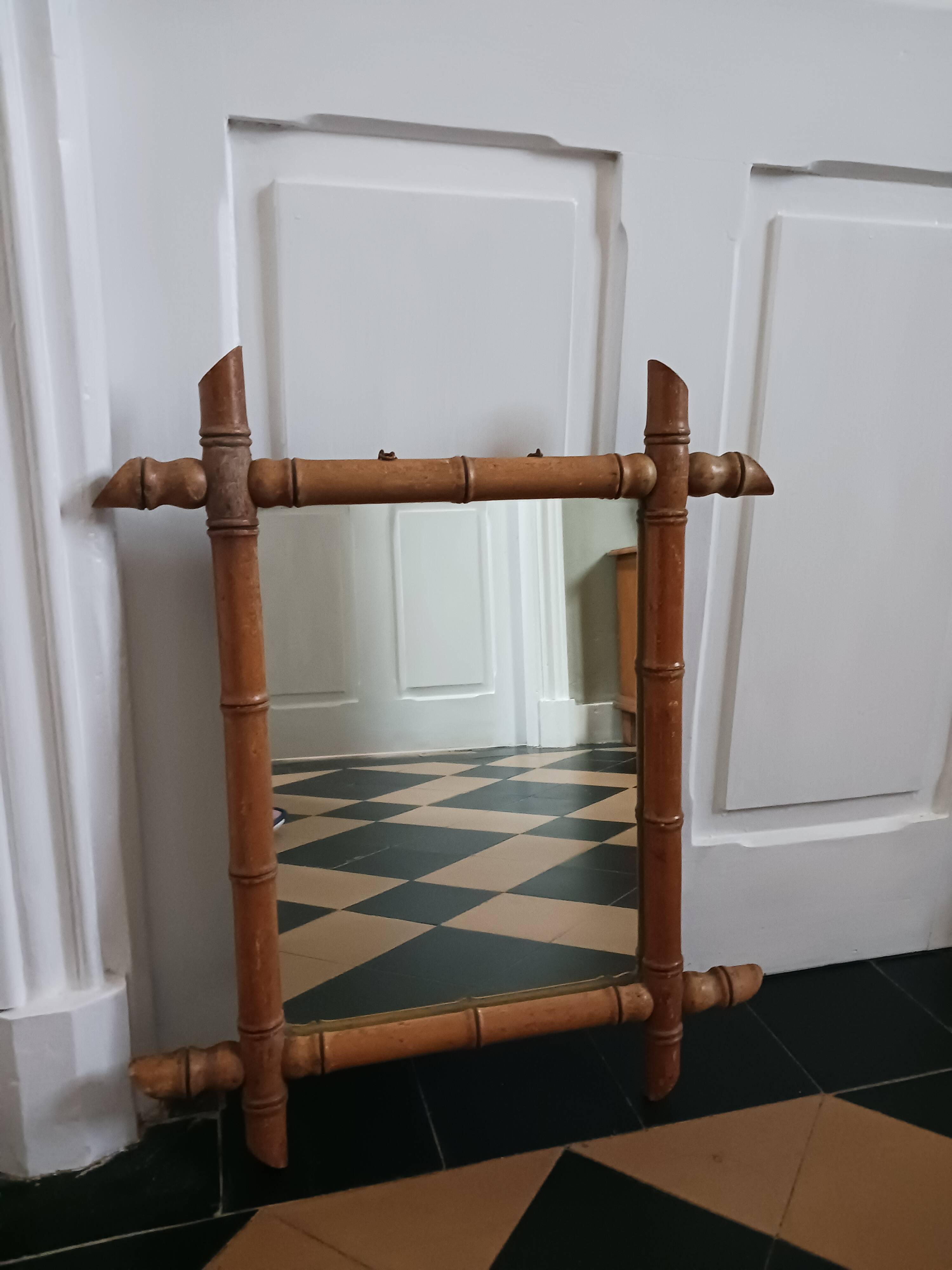 Old "bamboo" mirror, in wood.