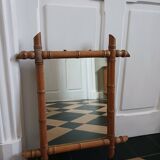 Miroir "bambou" ancien, en bois .