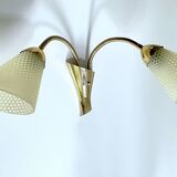 Large Vintage Glass Brass Wall Lamp