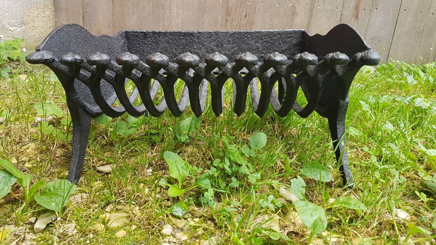 Old vintage black cast iron fireplace