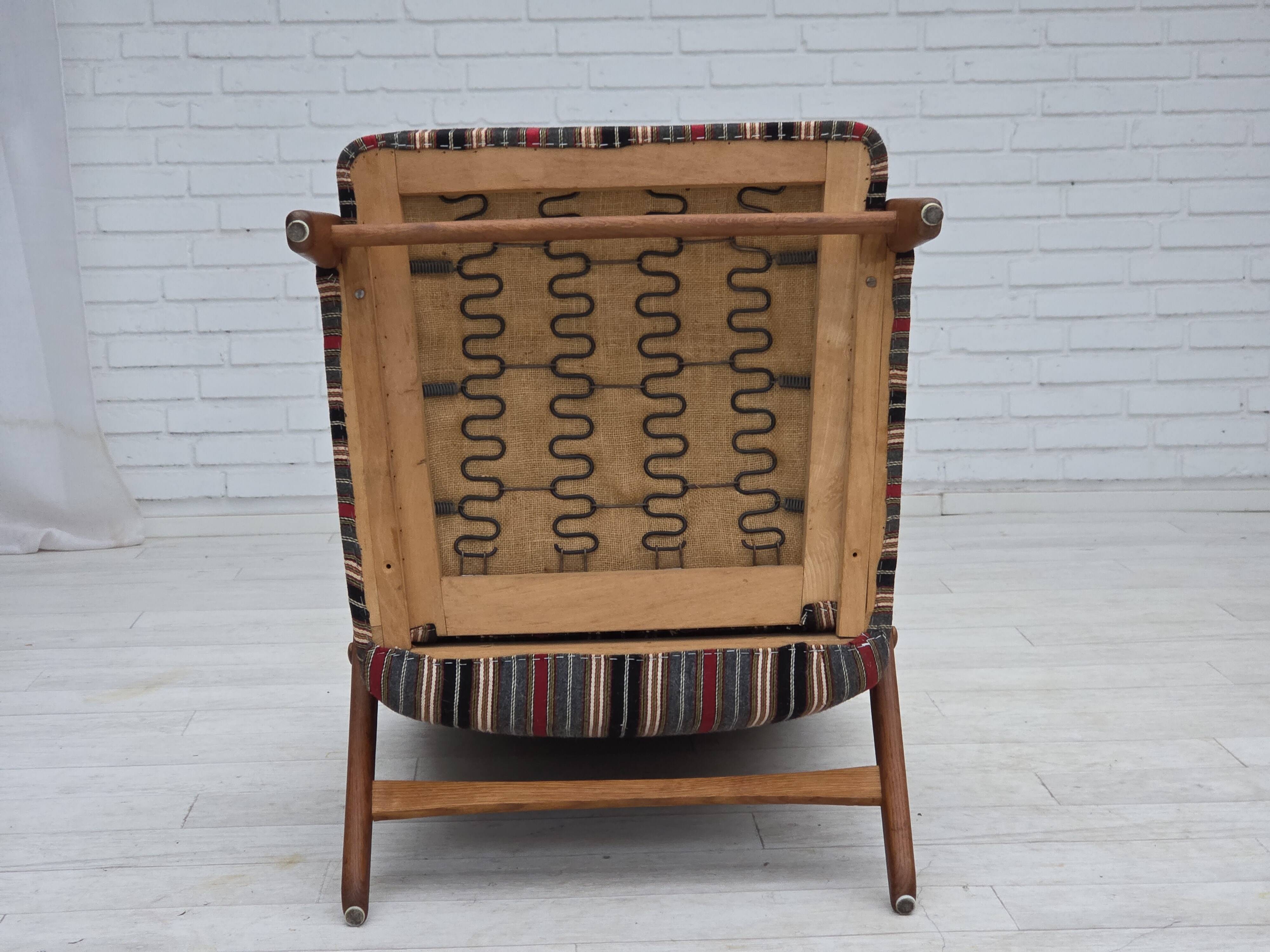 1960s, Swedish armchair, furniture wool fabric, oak wood, teak wood.