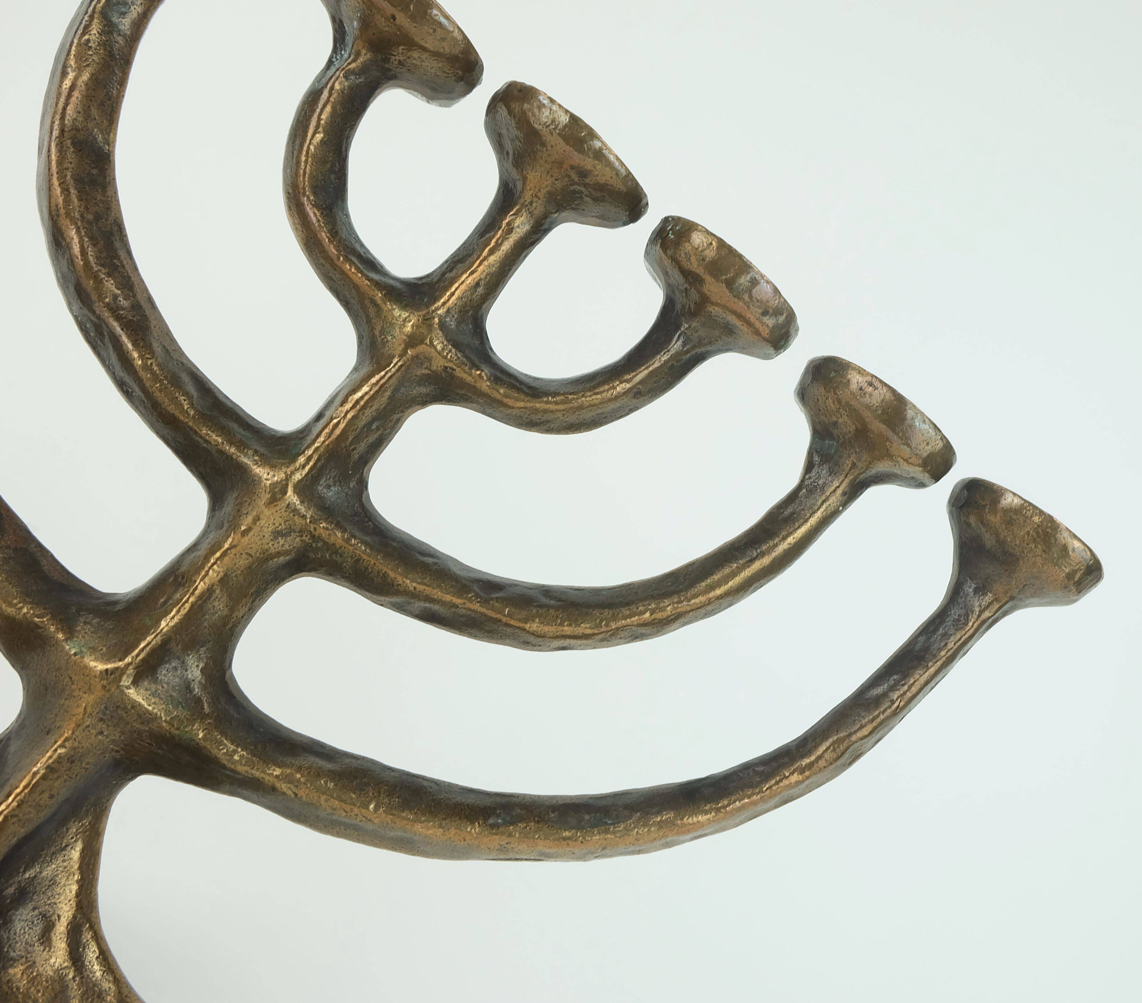 7-armed cand1960s 70s mid century brutalist bronze CANDELABRA