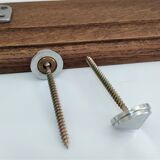 Patinated solid oak coat rack and vintage aluminum hooks