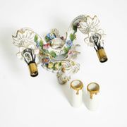 Beautiful hand-painted Mid Century porcelain wall lamp