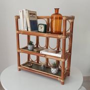 Étagère murale vintage en bambou et rotin années 70/80