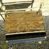 Bedside table or end table in mirrored glass and gold metal