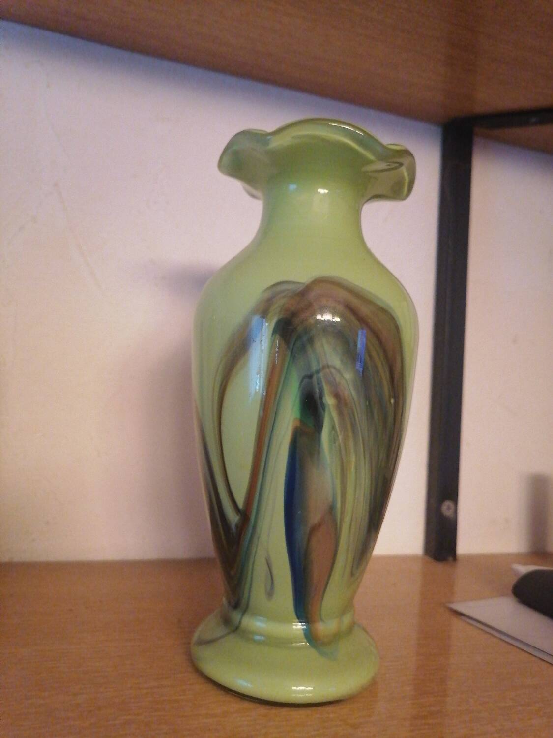 Small opaline vase in green tones, 1980