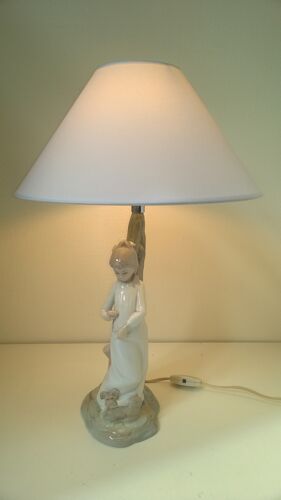 Lampe vintage en porcelaine Zaphir Lladro Espagne par le sculpteur Jose Puche 1978