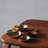 Vintage brass & enameled plates, set of 6