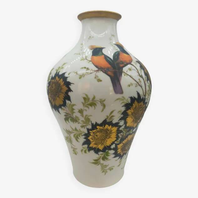 Decorated ceramic vase signed Pecchioli 1950s