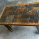 Table basse en chêne et ardoise – années 60-70
