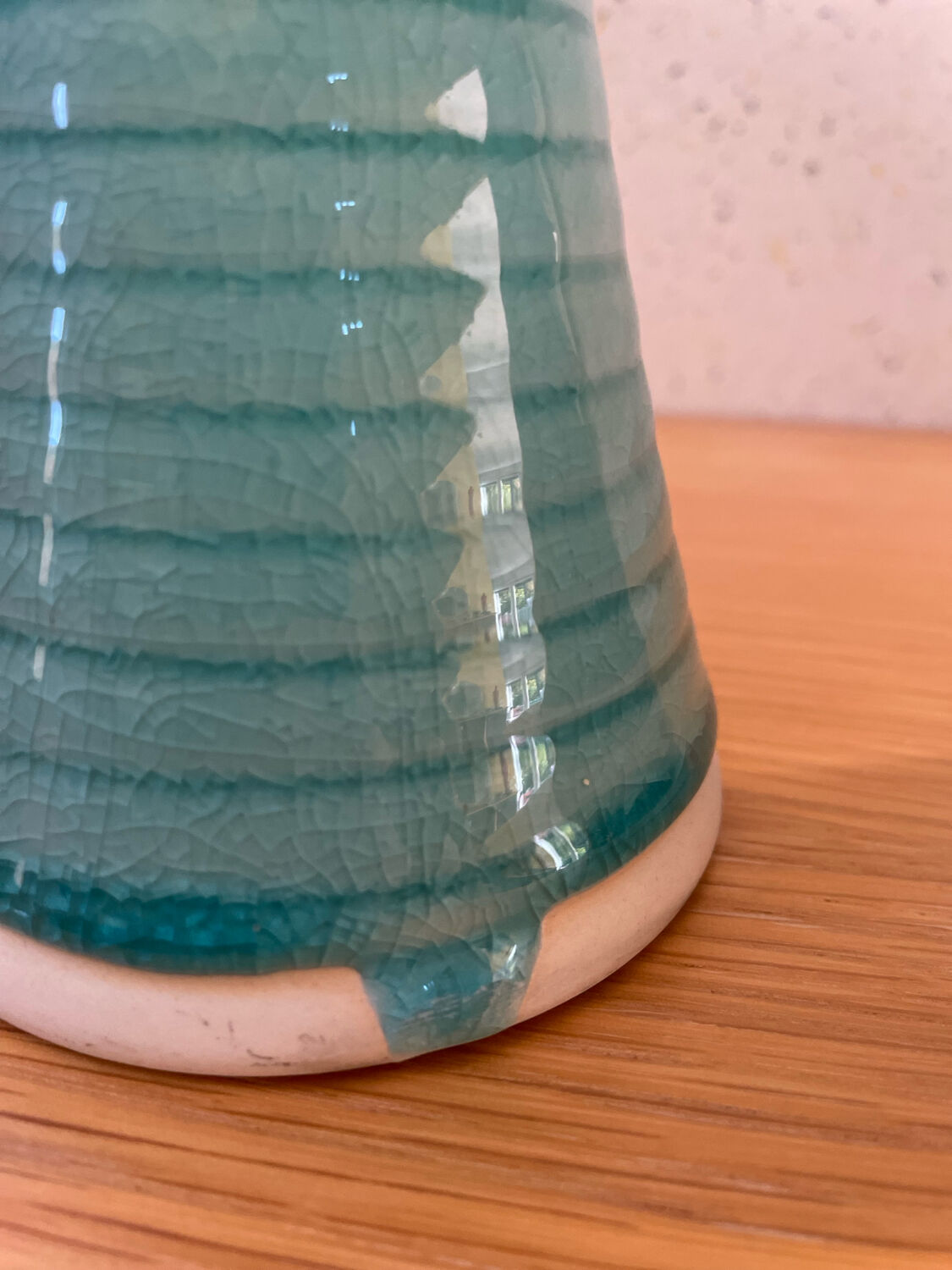 Set of 2 glazed stoneware candle holders