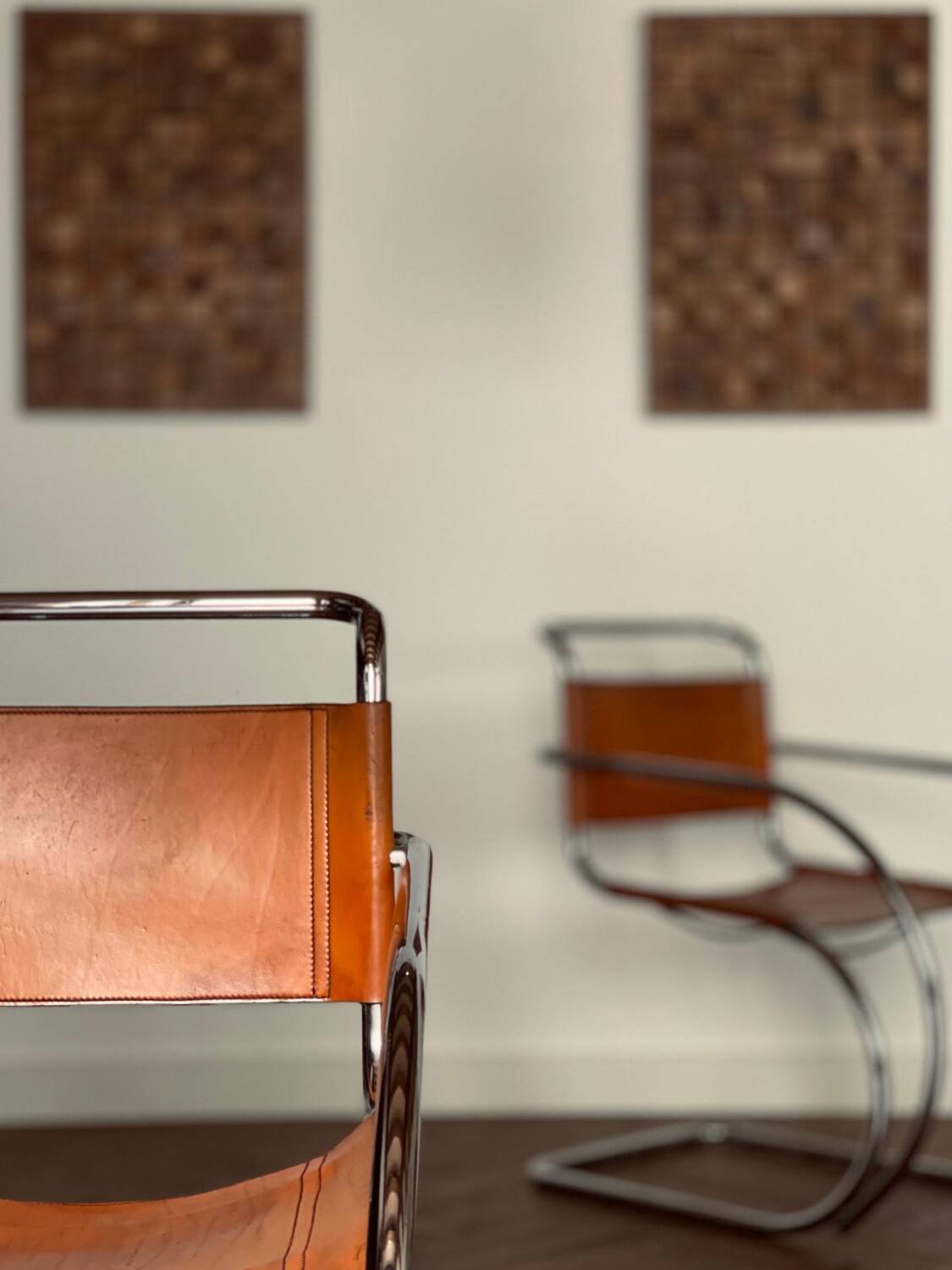 Pair of MR20 armchairs by Ludwig Mies van der Rohe, 1970s edition