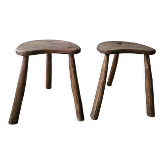 Pair of tripod brutalist stools