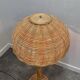 Large French rattan floor lamp, mushroom shade, vintage wicker standing lamp