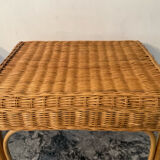 Ottoman vintage in rattan and woven wicker