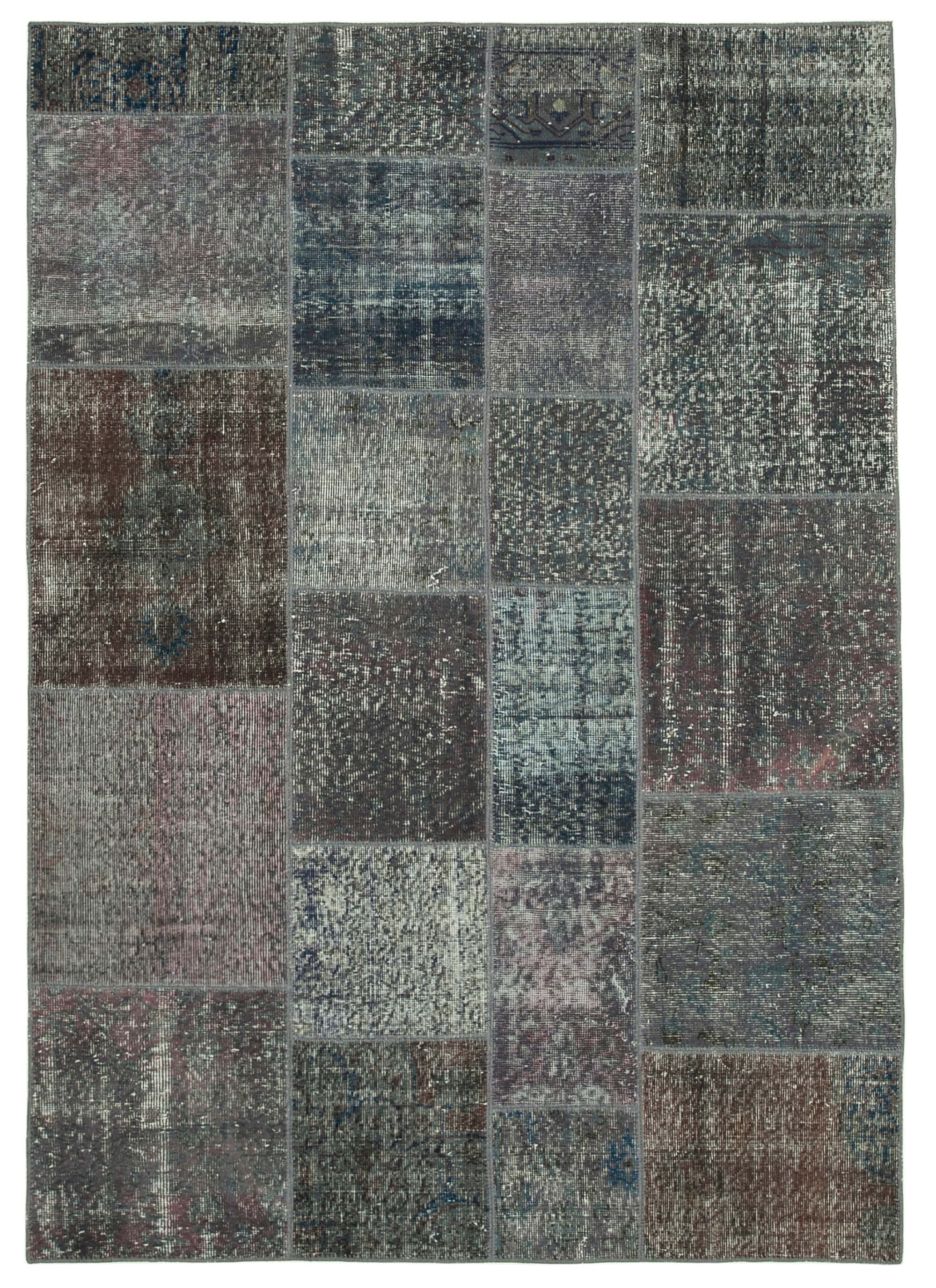 Handmade Oriental Contemporary 170 cm x 240 cm Grey Patchwork Carpet