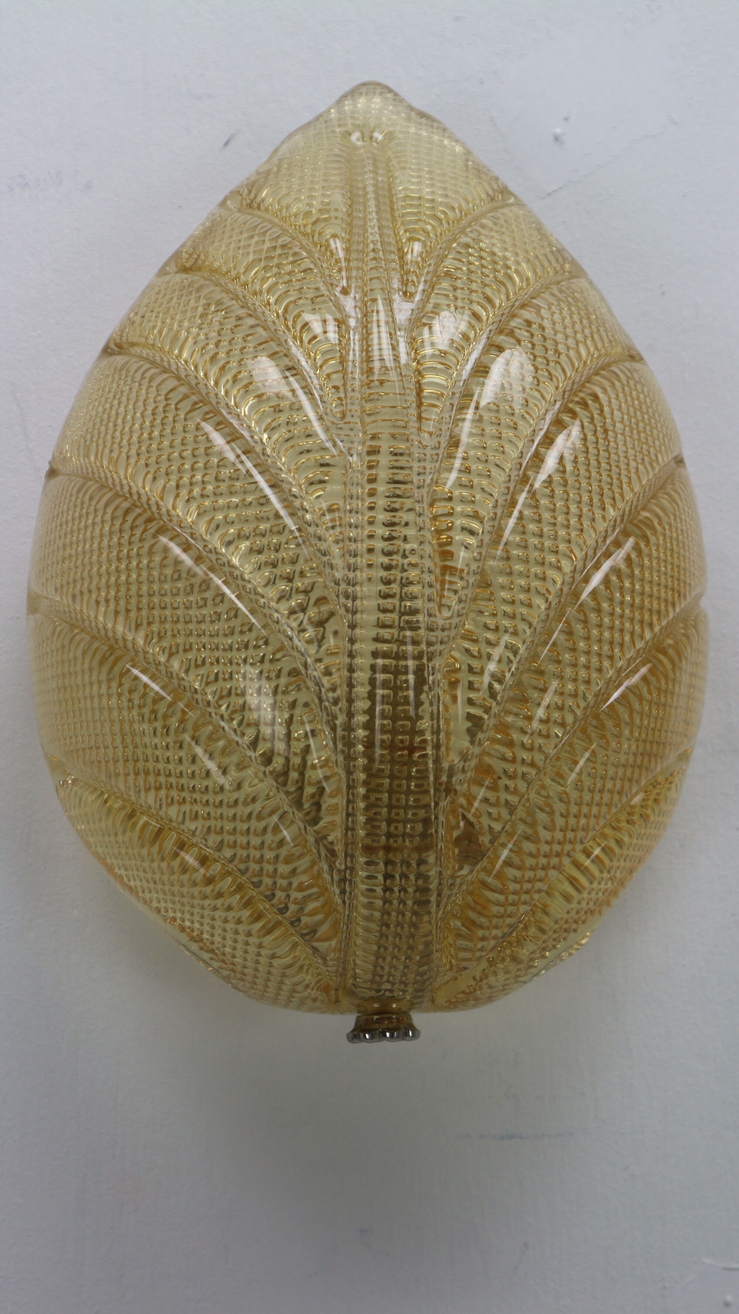 Set of 2 swedish leaf shaped wall sconces Fritz Kurz  for Orrefors, 1960s