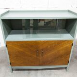 Atypical green noble 1960s low display cabinet.