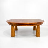 Round parquet coffee table with conical legs, spain