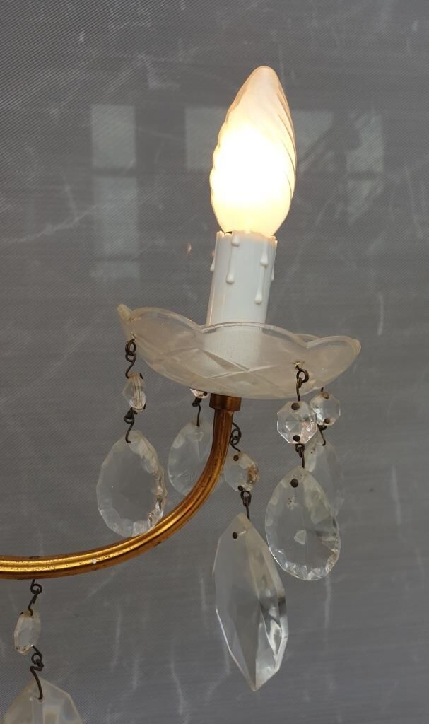 Lustre vintage à pampilles 3 bras de lumière