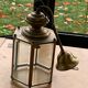 Brass suspension light and vintage faceted glass