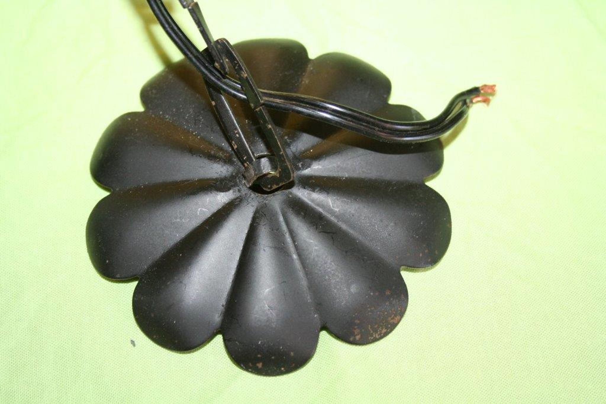 Vintage hanging lamp lampion, glass and metal years 1950