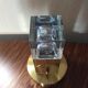Touch cube lamp in plexiglas and brass 1970
