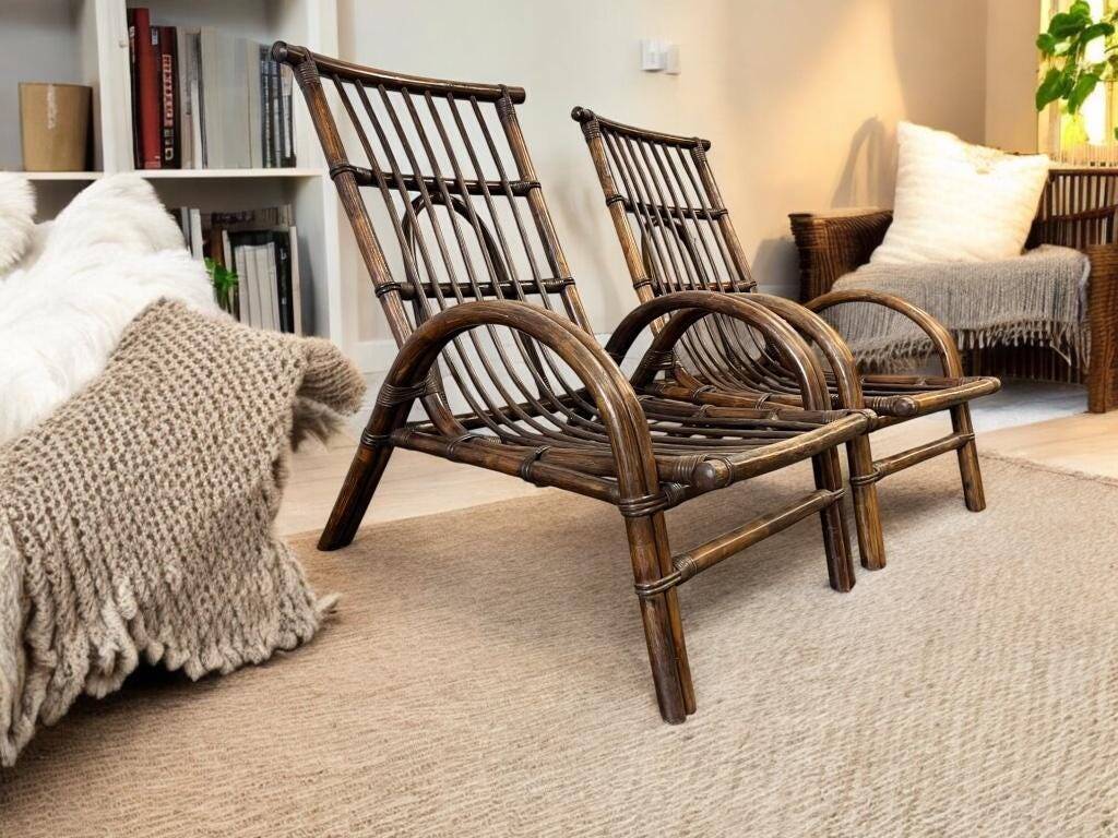 2 fauteuils vintage en rotin