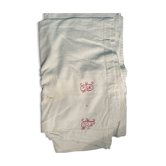 Drap ancien en lin chanvre brodé