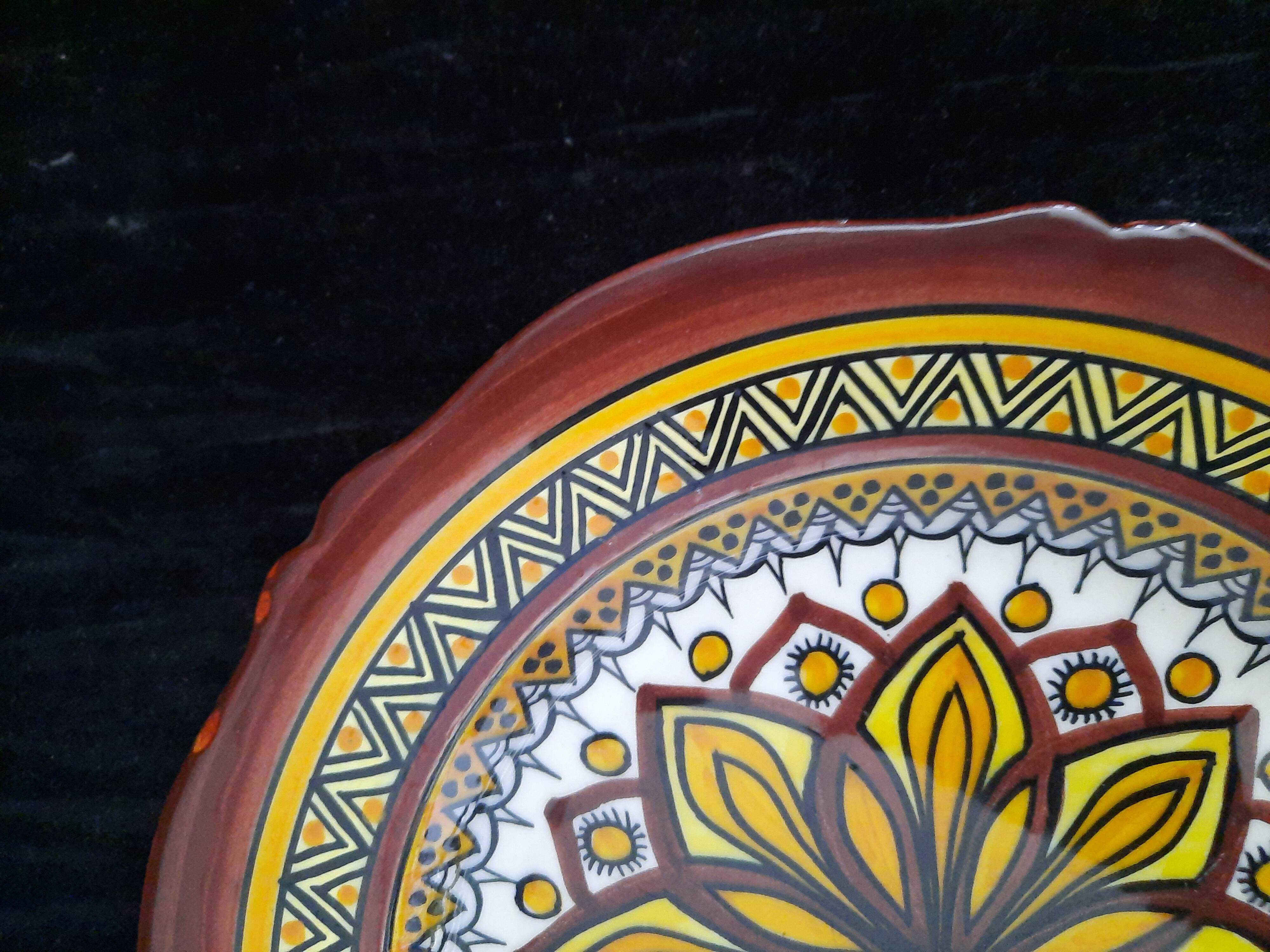 Old henriot quimper plate earthenware rosette decoration