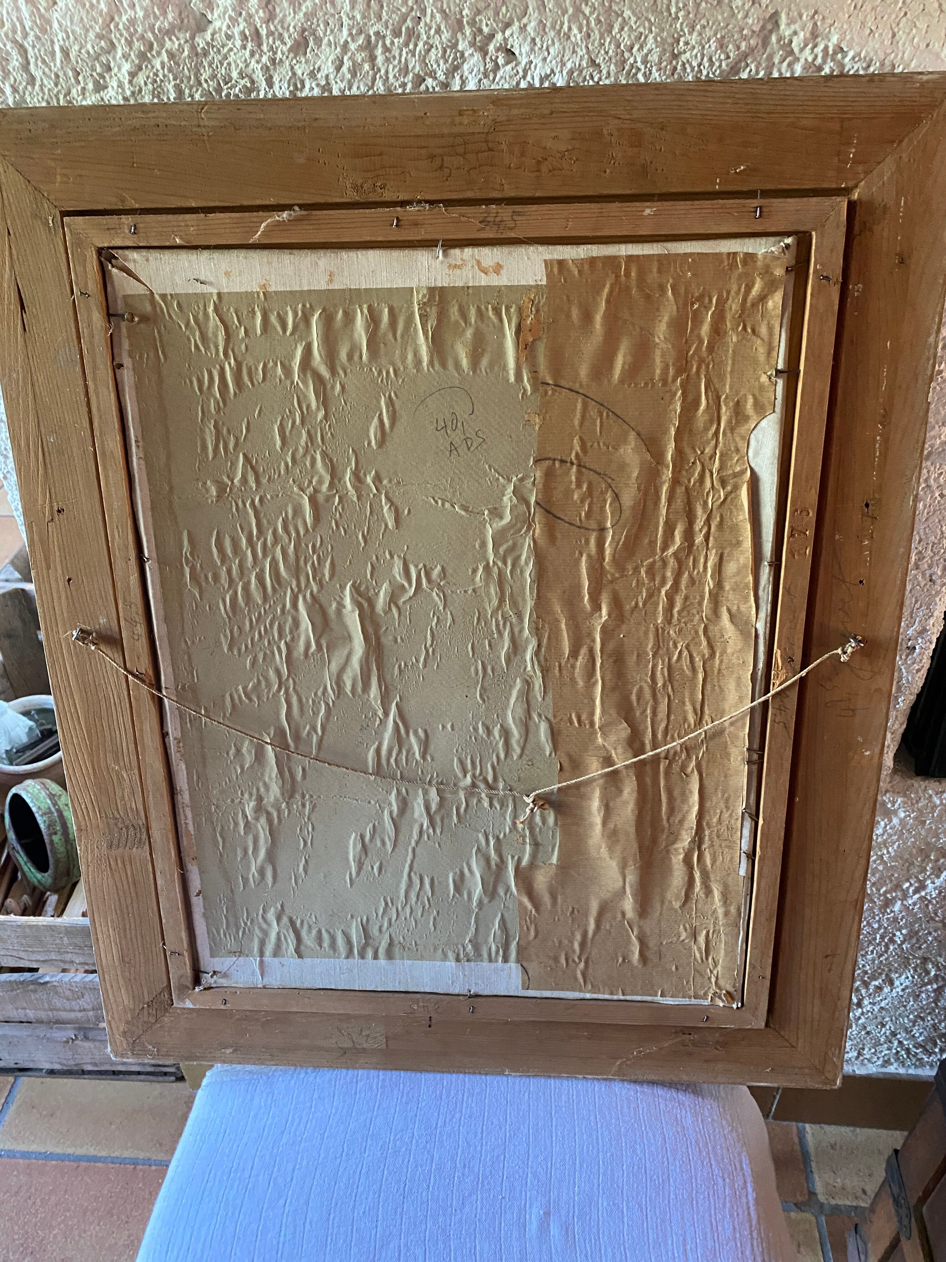 Large oil on coated panel "geraniums"