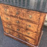 Louis Philippe style chest of drawers in walnut and marble top
