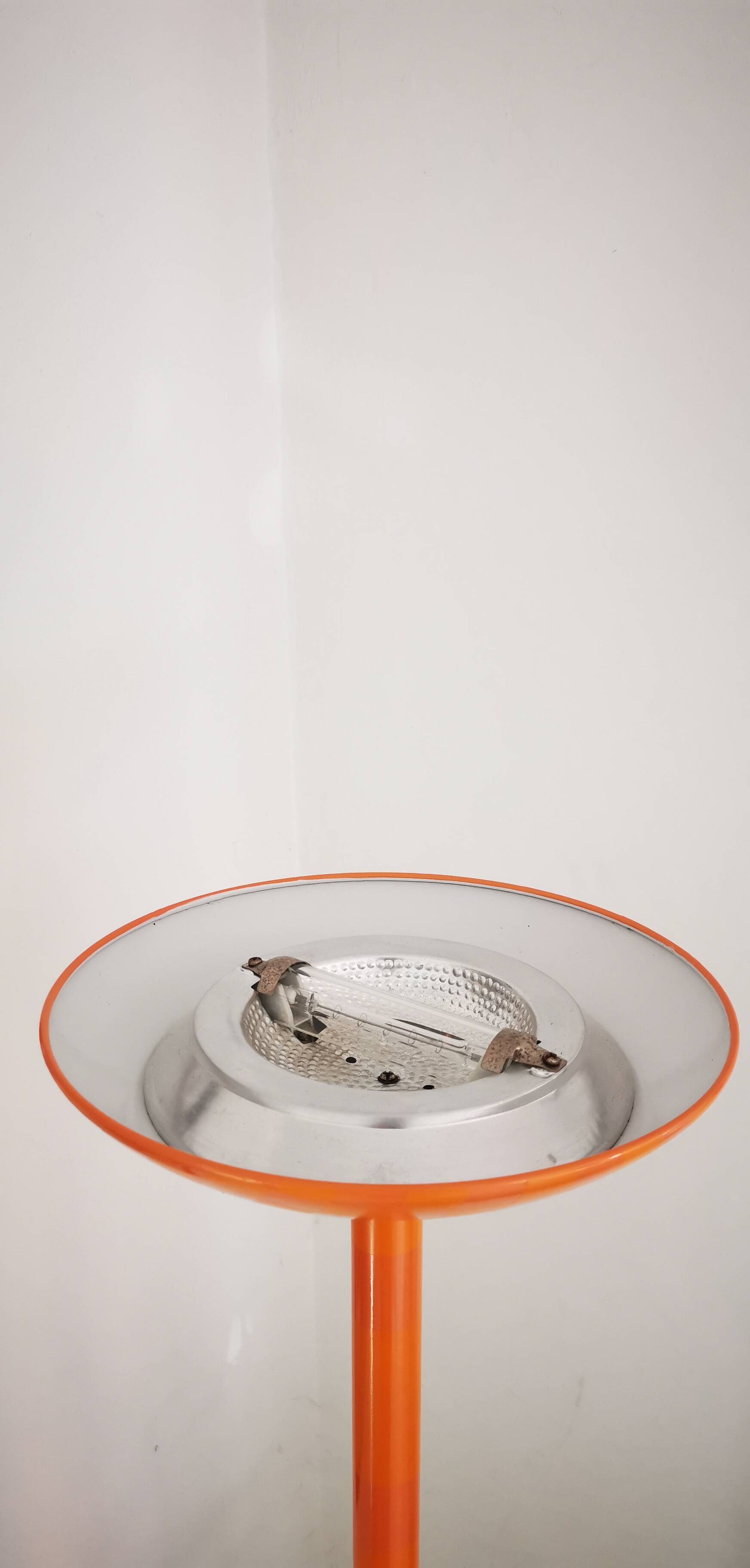 Checkerboard orange floor lamp