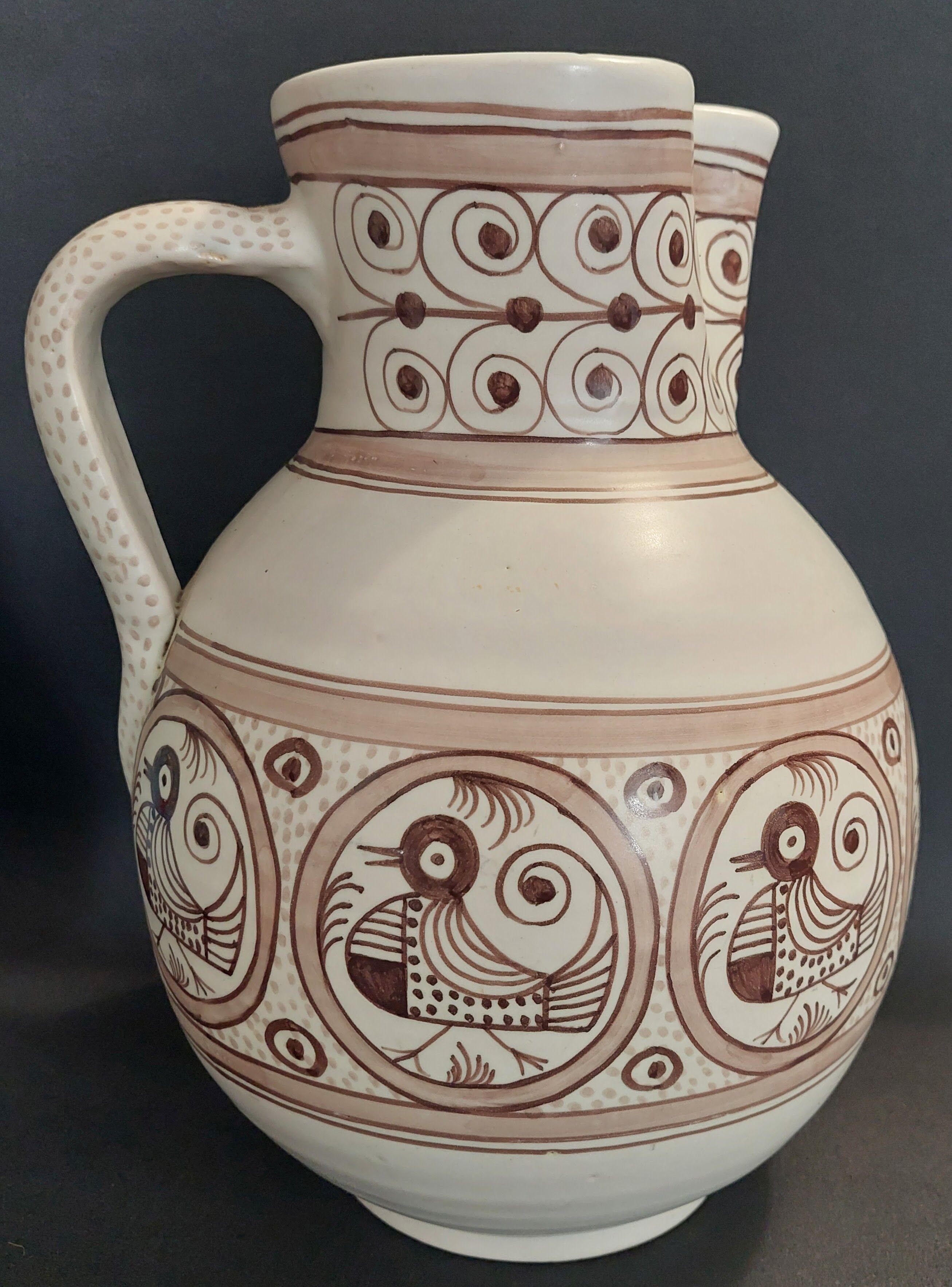 Vintage Talavera ceramic jug vase 20th century