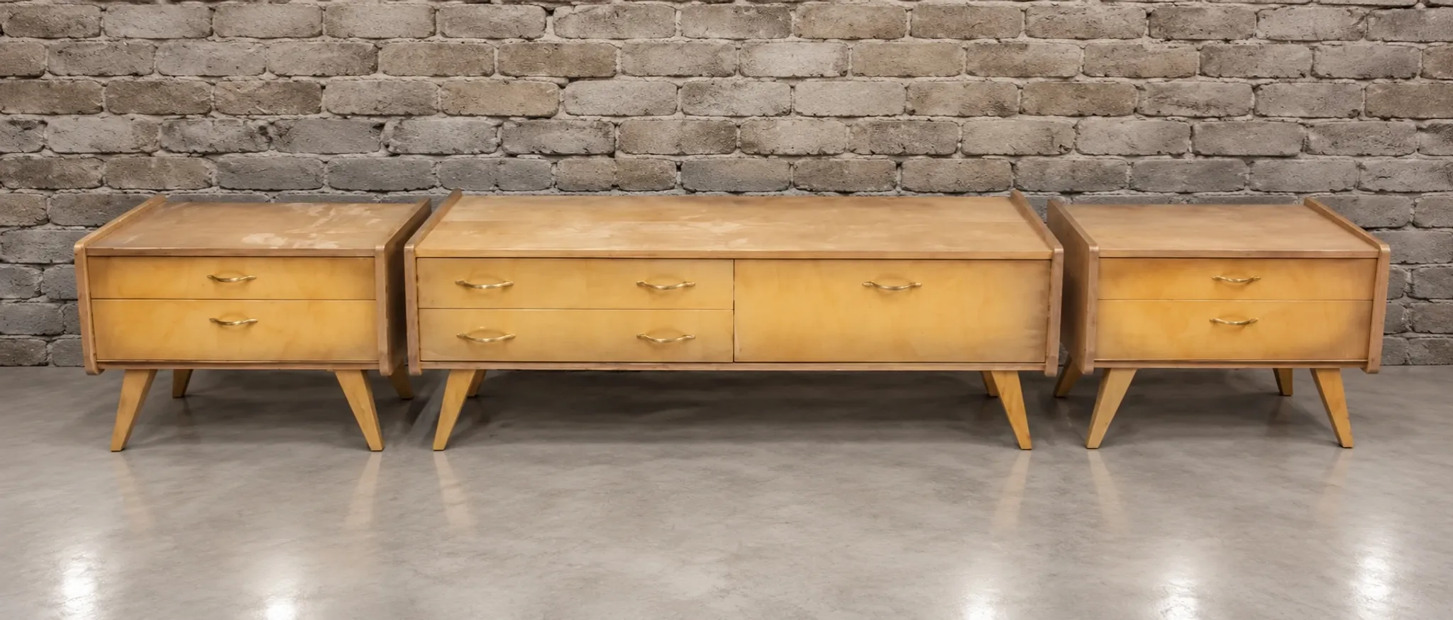 Dressing table set and two modular bedside tables from the 1960s.