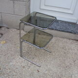Side table chrome and smoked glass