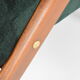 Restored compas armchair, green forest fabric, teak wood, 1960