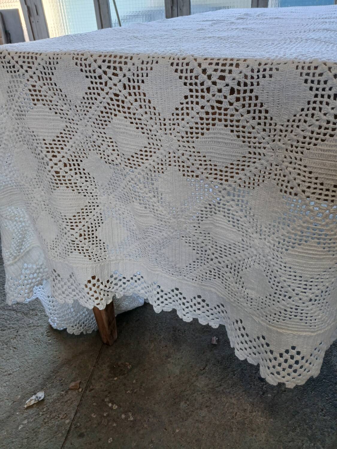 Handmade crochet antique bedspread