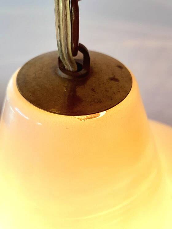 UFO screen-printed glass pendant light, 1970.