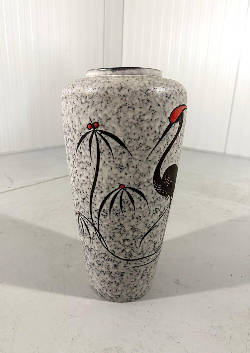West-Germany pottery vase crane floor vase 1960’s