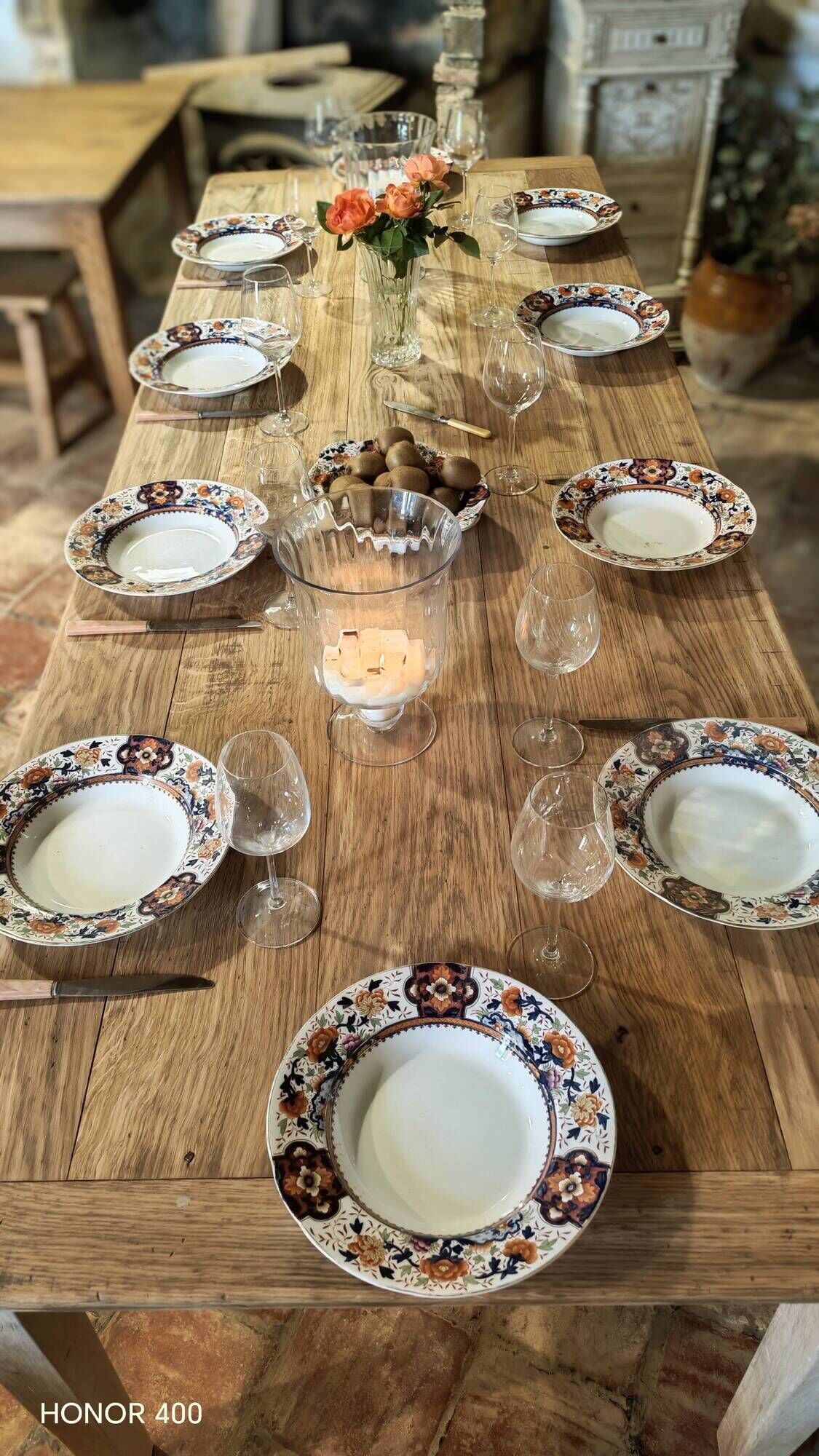 Solid oak farmhouse table "brut" 247x89, top "chocolate oak"